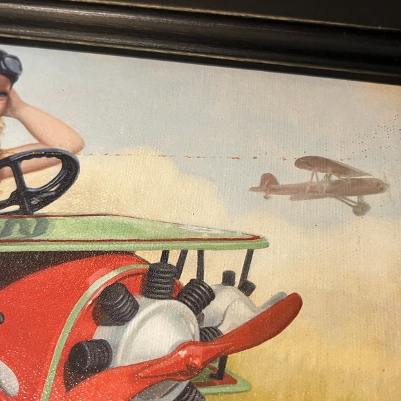 APPLEJACK ART Print on Canvas Female Aviator 1926 By-plane Distressed Frame - Picture 8 of 11